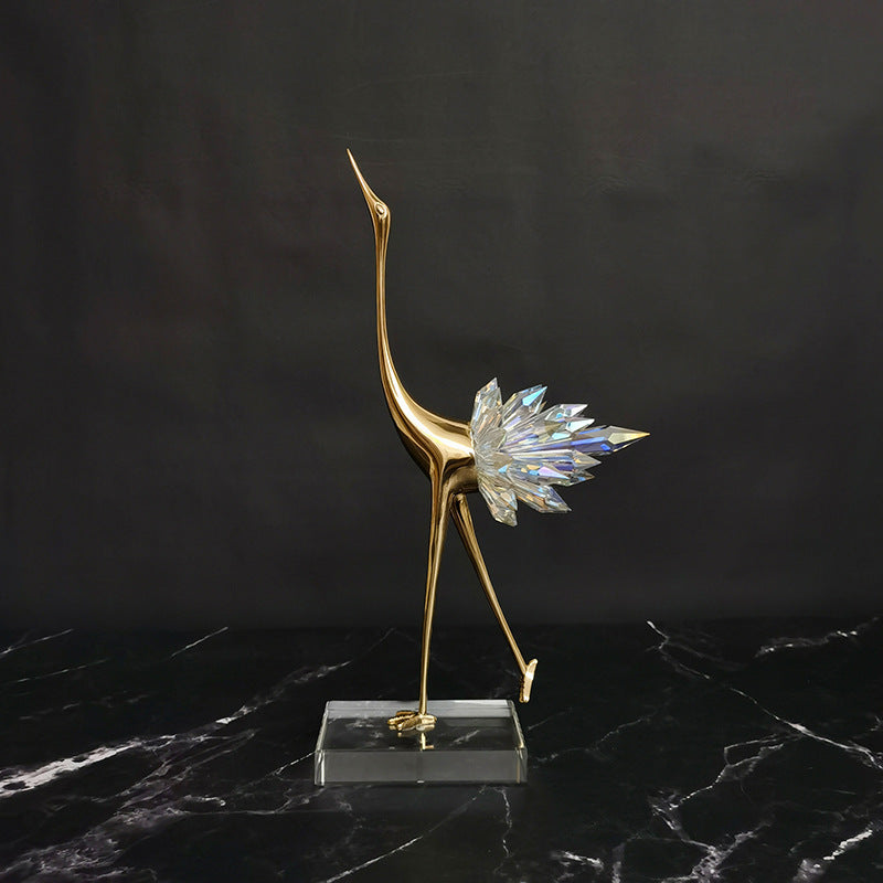 Crane Copper Ornaments – Elegant Home Decor for TV Cabinet and Desktop