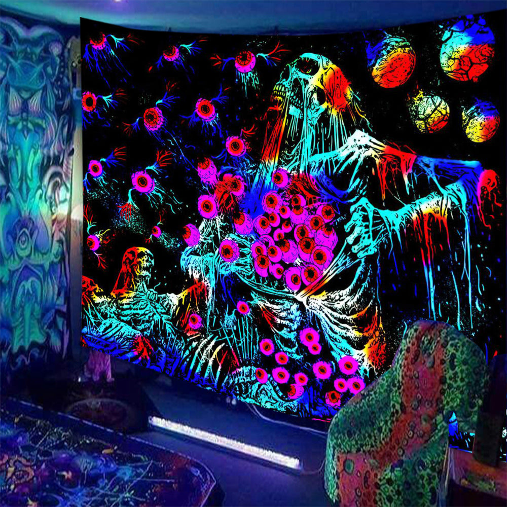Psychedelic Print Fluorescent Wall Decor Tapestry