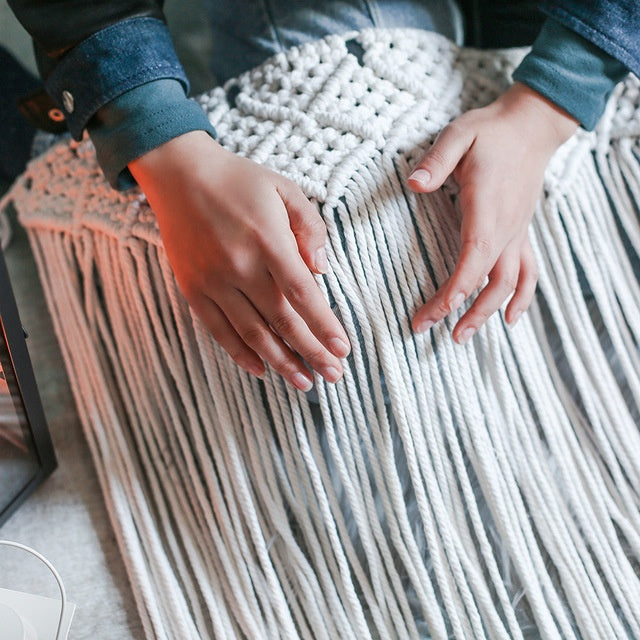 Willow Falls Macramé Wall Hanging – Handwoven Cotton Tapestry