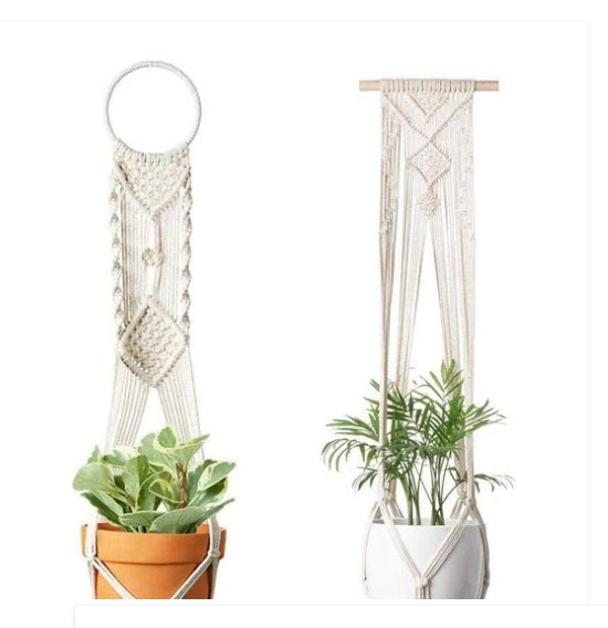BotaniNest 4-Pack Macramé Plant Hanger & Shelf Set