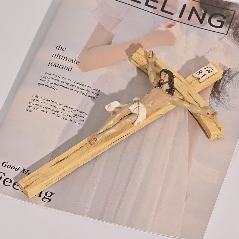 Crucifix Statue - Jesus Cross for Home Wall Decor in Resin
