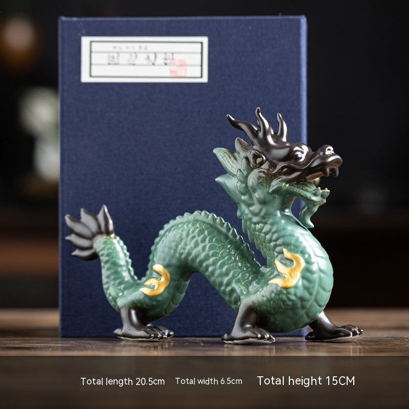 Ceramic Fortune Bringing Dragon Figurines