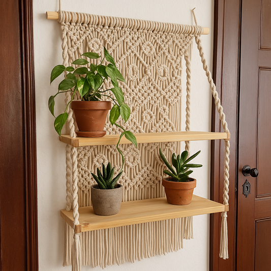 Knotted Harmony Macramé Shelf