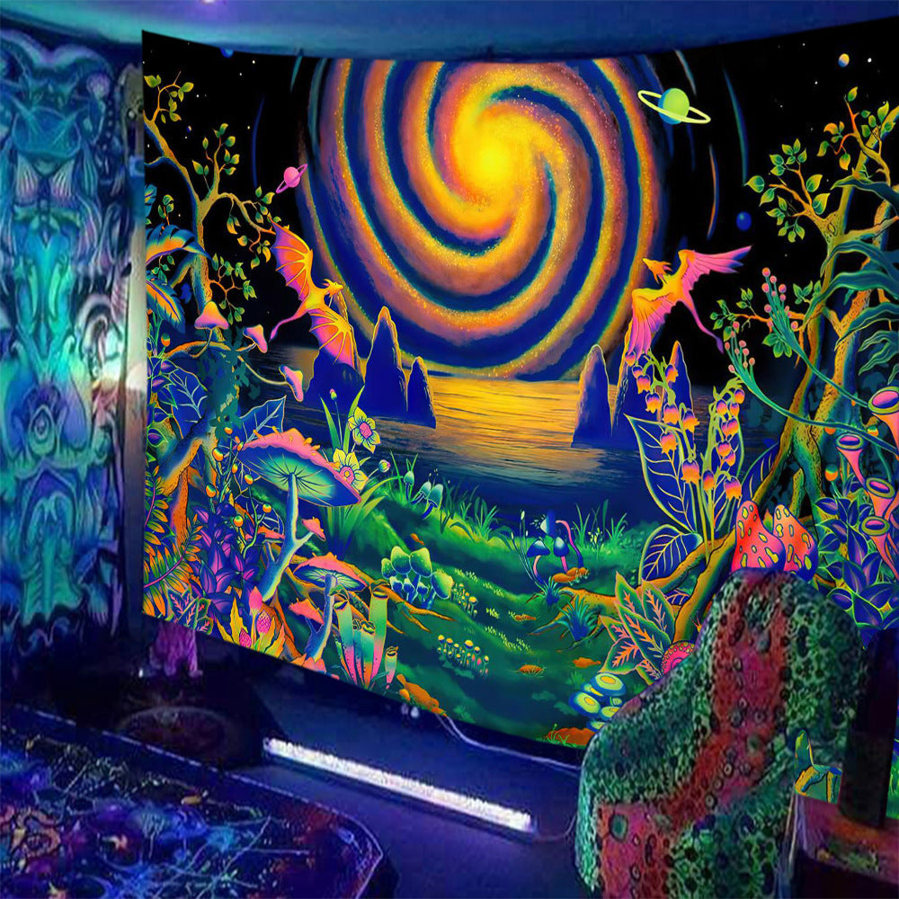 Psychedelic Print Fluorescent Wall Decor Tapestry