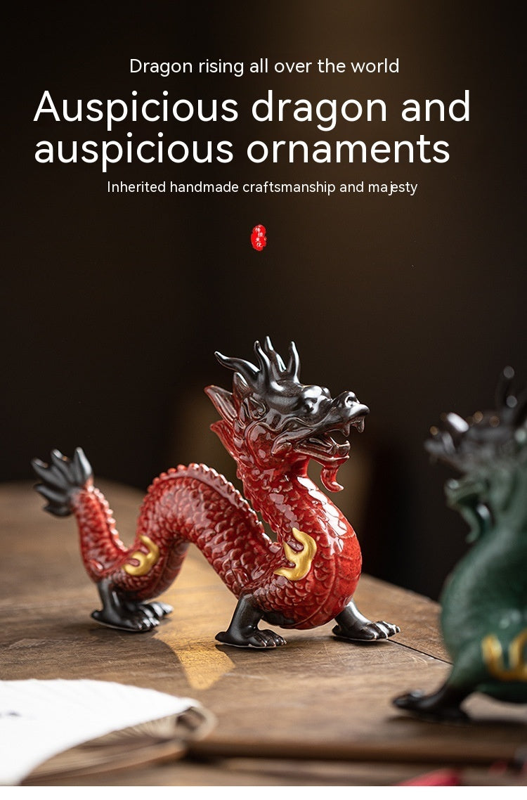 Ceramic Fortune Bringing Dragon Figurines