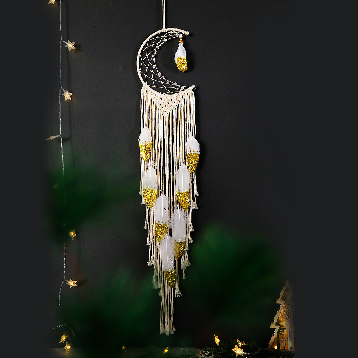 Crescent Dream Catcher- Handcrafted Wall Hanging