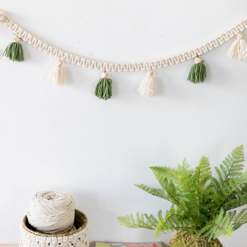 Boho Bead Macramé Wall Lanyard – Handwoven with Tassels