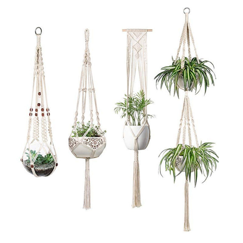 Boho Bloom 4-Pack Macramé Plant Hanger Set