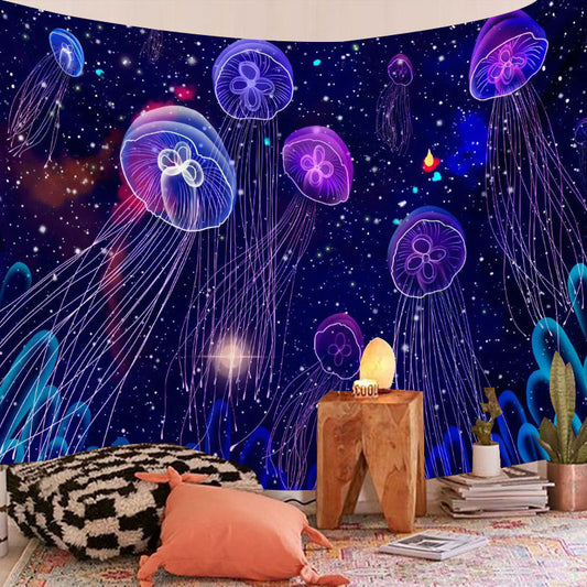 Purple Jellyfish Wall Cloth Tapestry
