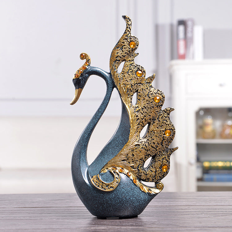 Couple Swan Home Decoration – Elegant Resin Figurine for Table Decor