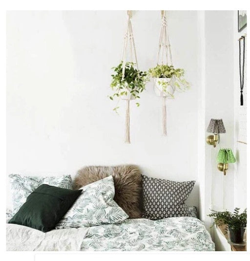 BotaniNest 4-Pack Macramé Plant Hanger & Shelf Set