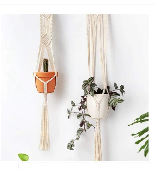 BotaniNest 4-Pack Macramé Plant Hanger & Shelf Set