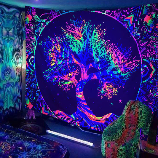 Psychedelic Print Fluorescent Wall Decor Tapestry