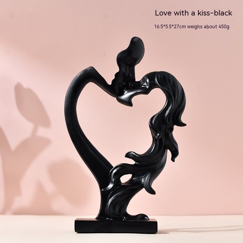 Couple Statue Resin Craft Ornament – Romantic Character Figurine