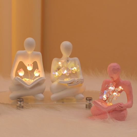 Silence Is The Golden Thinker Small Night Lamp Bouquet Handmade Ornaments Home Decor