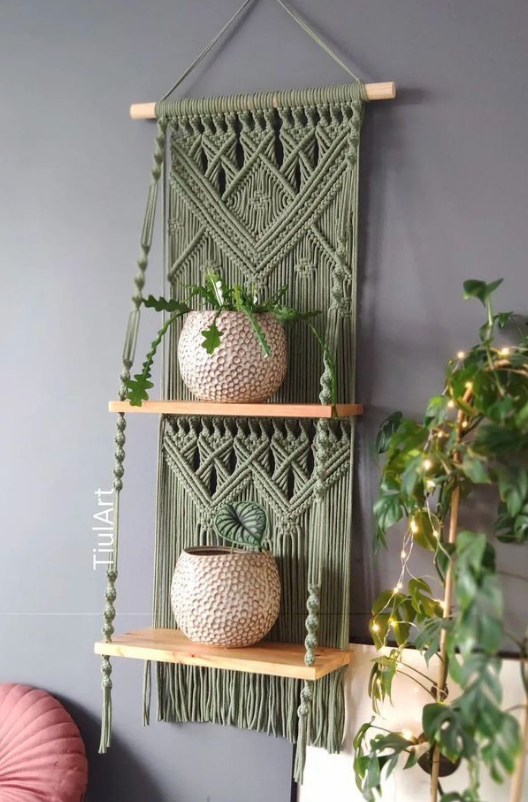 Verdant Vibe Macramé Wall Shelf