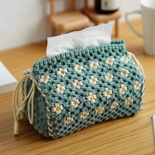 Daisy Bloom Crochet Tissue Box Cover
