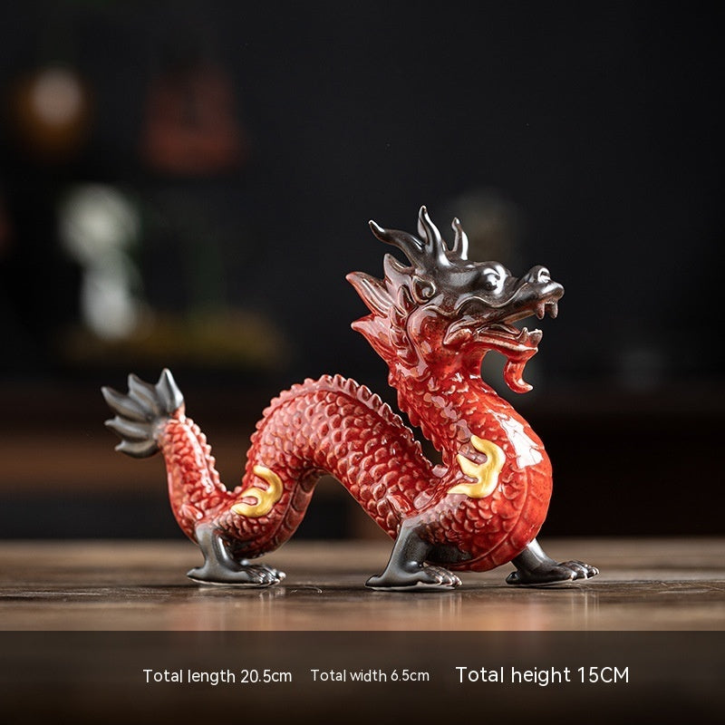 Ceramic Fortune Bringing Dragon Figurines