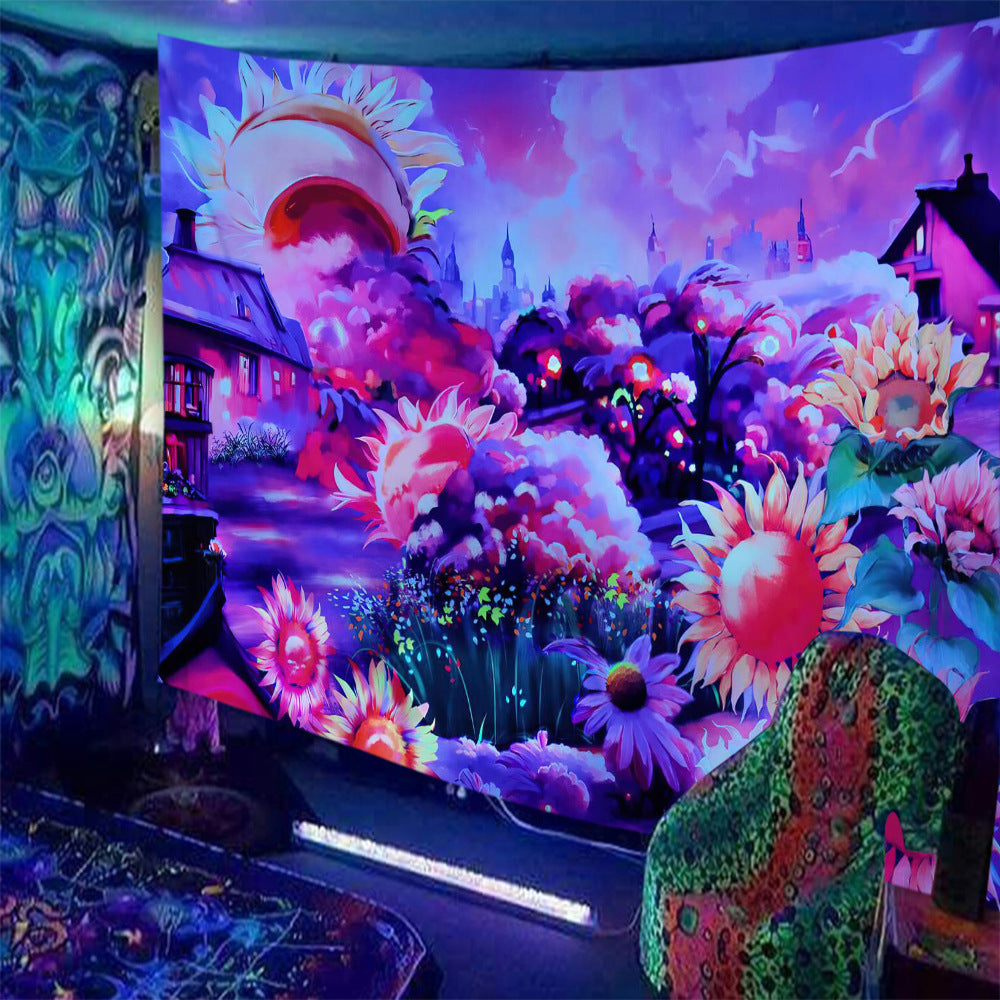 Psychedelic Print Fluorescent Wall Decor Tapestry