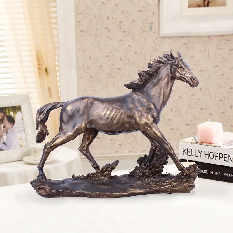 Prancing Horse Resin Figurine – European Style Animal Home Décor