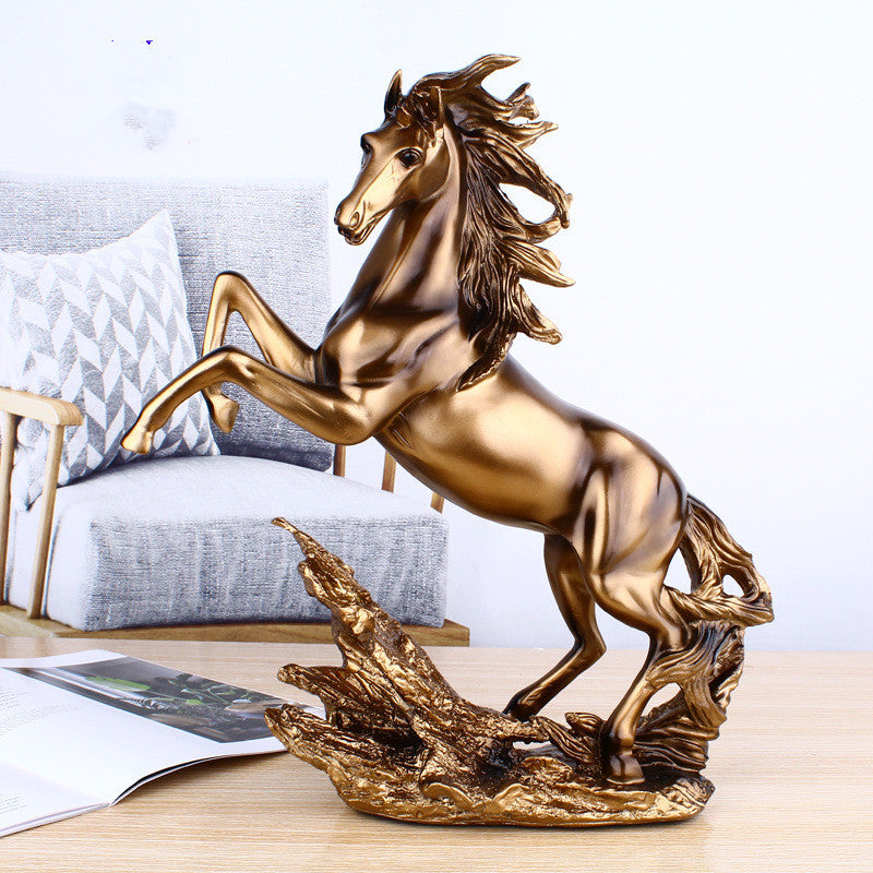 Prancing Horse Resin Figurine – European Style Animal Home Décor