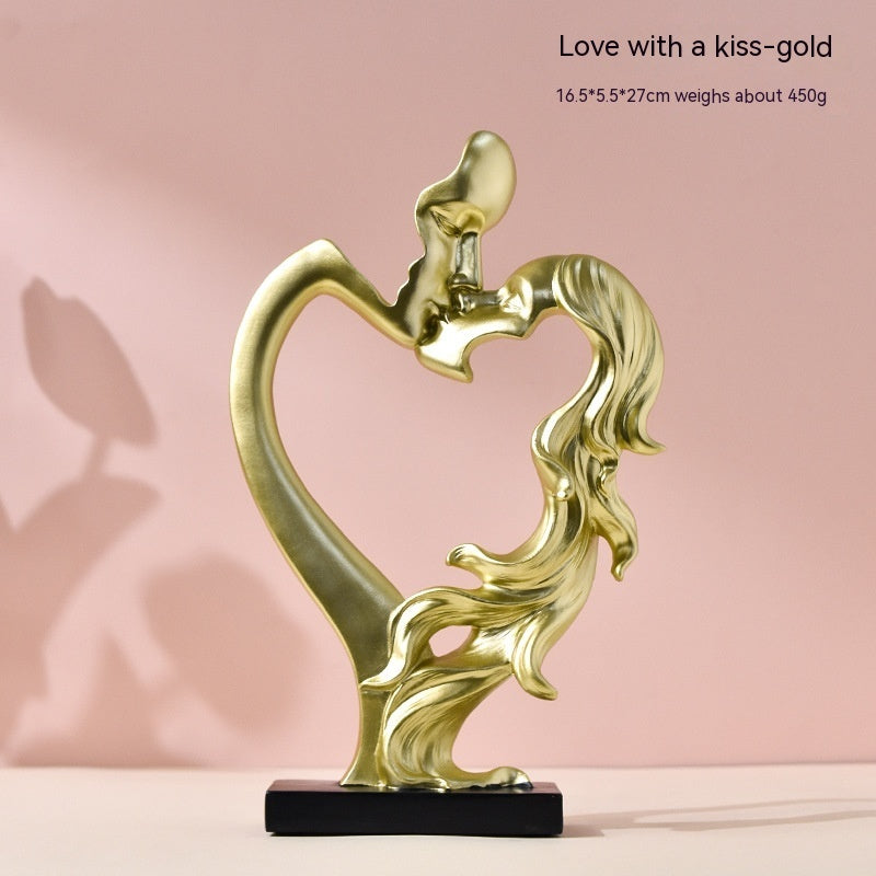 Couple Statue Resin Craft Ornament – Romantic Character Figurine
