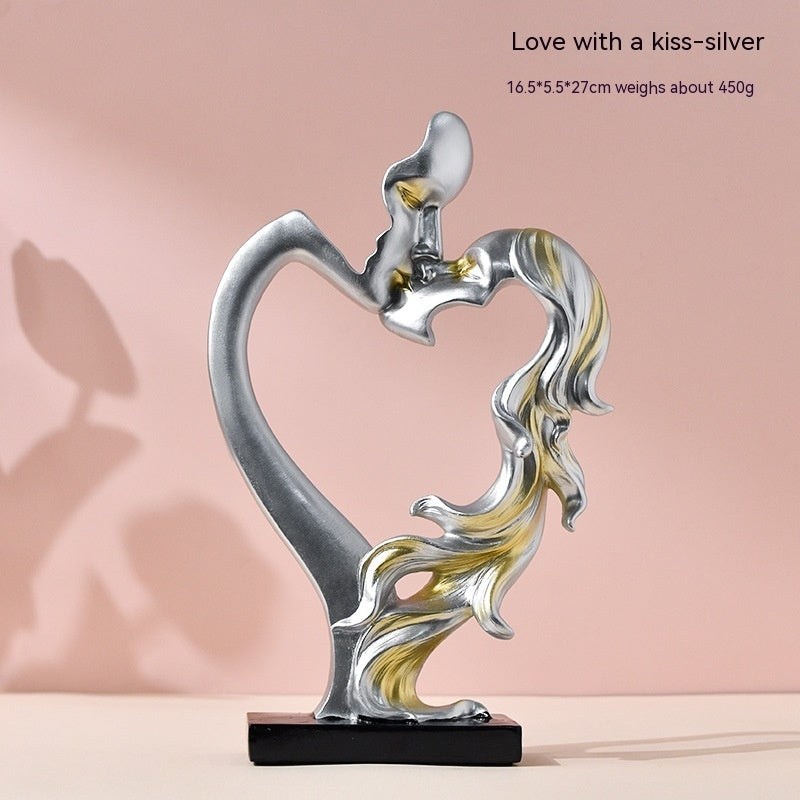 Couple Statue Resin Craft Ornament – Romantic Character Figurine