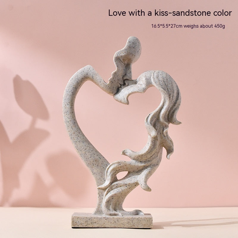 Couple Statue Resin Craft Ornament – Romantic Character Figurine