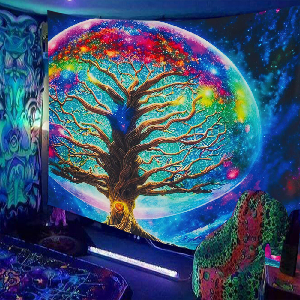 Psychedelic Print Fluorescent Wall Decor Tapestry