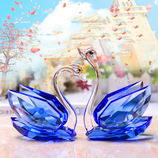Elegant Crystal Swan Sculptures