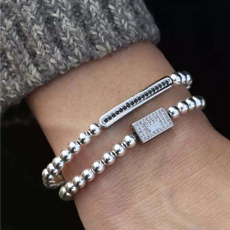 Regal Crown Bracelet in Pave CZ - Elegant Braided Design