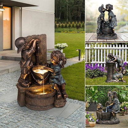 Charming Boy & Girl Garden Statue