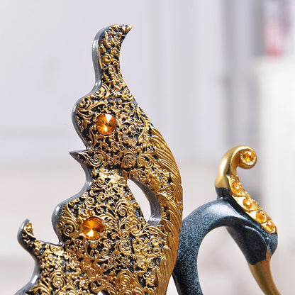 Couple Swan Home Decoration – Elegant Resin Figurine for Table Decor