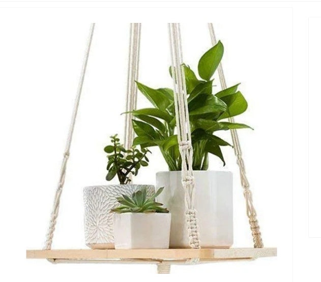 BotaniNest 4-Pack Macramé Plant Hanger & Shelf Set