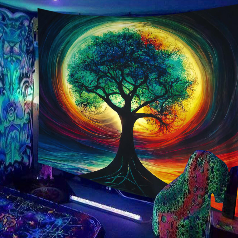 Psychedelic Print Fluorescent Wall Decor Tapestry
