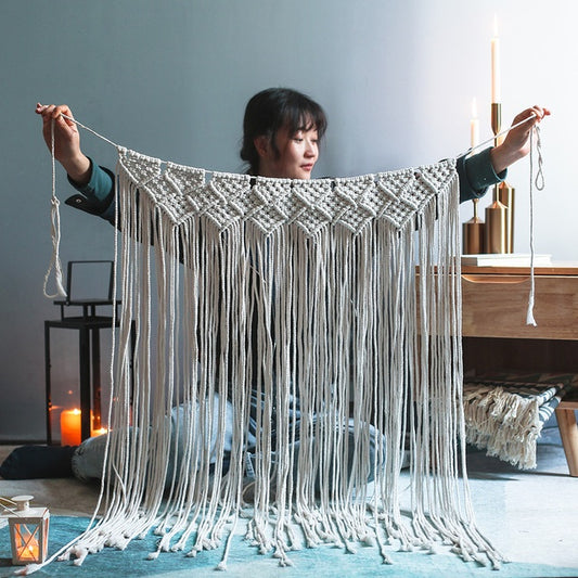 Willow Falls Macramé Wall Hanging – Handwoven Cotton Tapestry