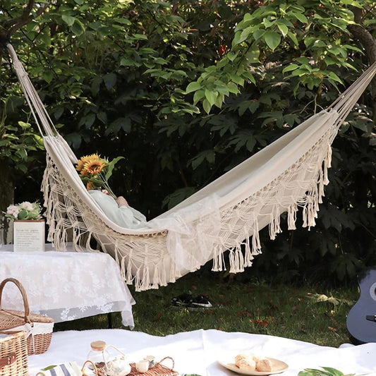 Solace Duo Cotton Hammock – With Storage Bag & Ropes