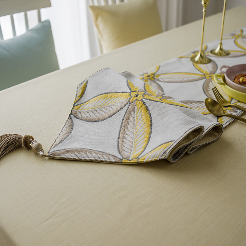 Table Runner Modern Leaf Geometric Copper Flora Jacquard Party Long Table Cover Fabric Simple Home Warm Decoration
