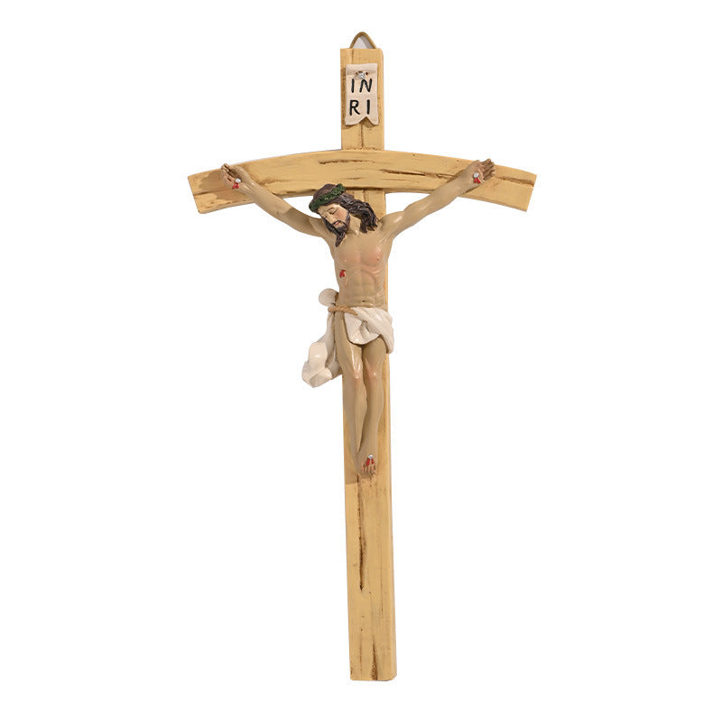 Crucifix Statue - Jesus Cross for Home Wall Decor in Resin