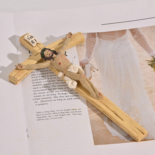 Crucifix Statue - Jesus Cross for Home Wall Decor in Resin