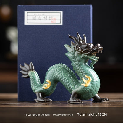 Ceramic Fortune Bringing Dragon Figurines