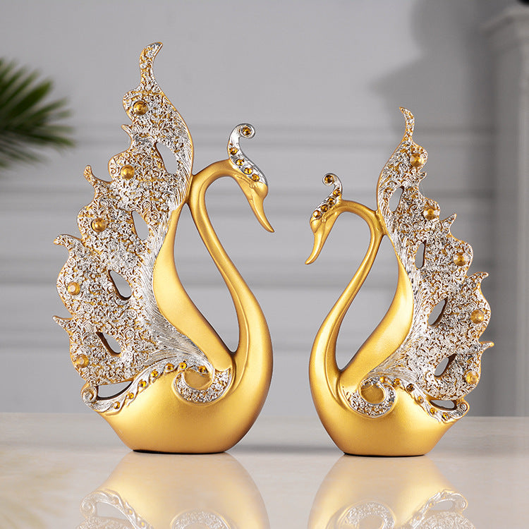 Couple Swan Home Decoration – Elegant Resin Figurine for Table Decor