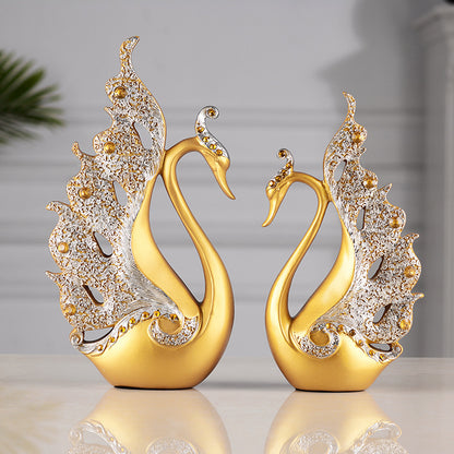 Couple Swan Home Decoration – Elegant Resin Figurine for Table Decor