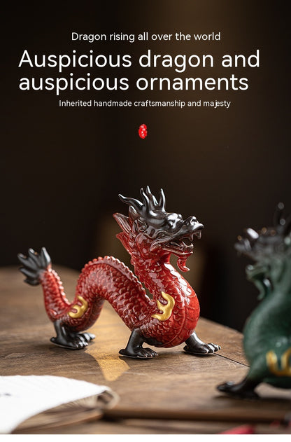 Ceramic Fortune Bringing Dragon Figurines