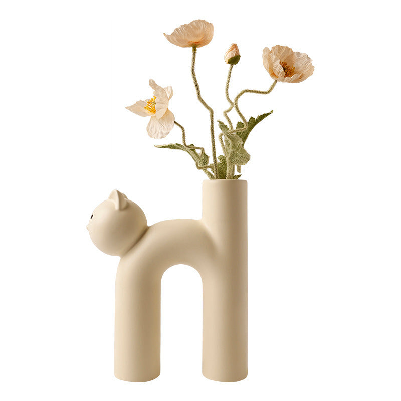 Cute Tube Cat Vase - Living Room Home Desktop Decoration