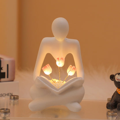 Silence Is The Golden Thinker Small Night Lamp Bouquet Handmade Ornaments Home Decor