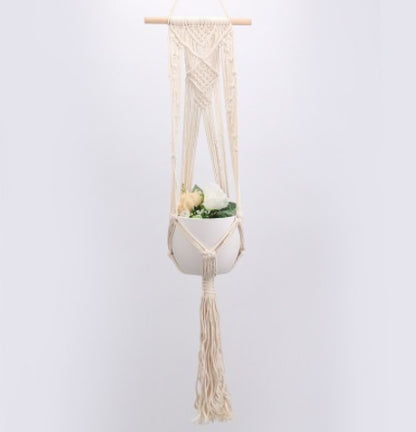 BotaniNest 4-Pack Macramé Plant Hanger & Shelf Set