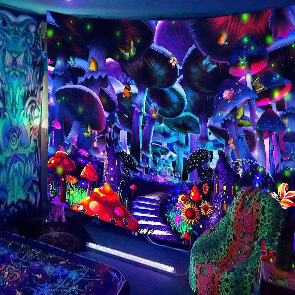 Psychedelic Print Fluorescent Wall Decor Tapestry