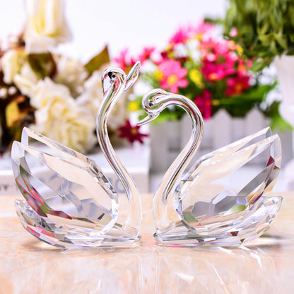 Elegant Crystal Swan Sculptures
