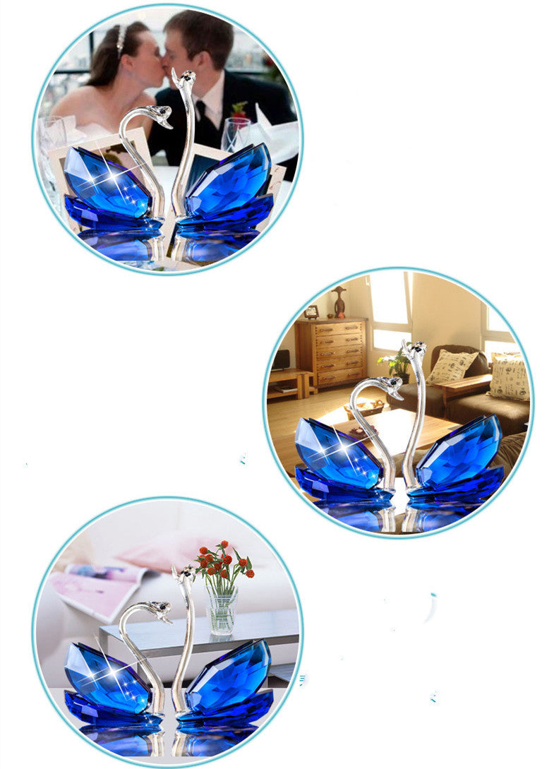 Elegant Crystal Swan Sculptures